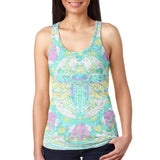 Trippy Scarab Mandala Vintage Juniors Burnout Racerback Tank Top