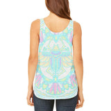 Trippy Scarab Mandala Vintage Juniors Flowy Side Slit Tank Top