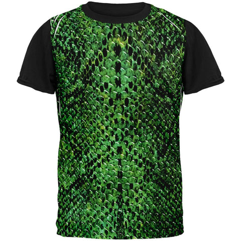 Halloween Green Snake Snakeskin Costume All Over Mens Black Back T Shirt