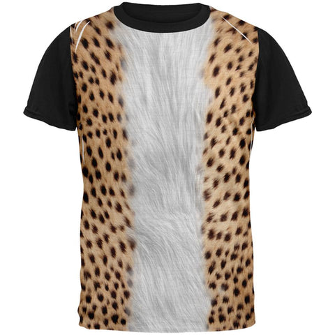 Halloween Cheetah Costume All Over Mens Black Back T Shirt