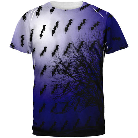 Halloween Bats in the Full Moon Light All Over Mens T Shirt
