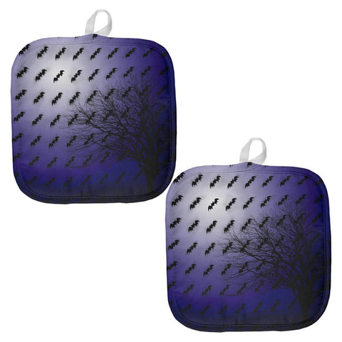 Halloween Bats in the Full Moon Light All Over Pot Holder (Set of 2)