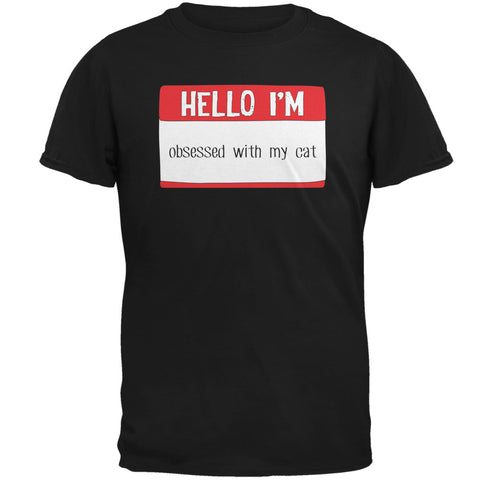 Halloween Hello I'm Obsessed With My Cat Mens T Shirt front view