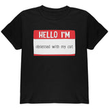 Halloween Hello I'm Obsessed With My Cat Youth T Shirt front view