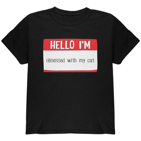 Halloween Hello I'm Obsessed With My Cat Youth T Shirt front view