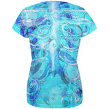 Halloween Octopus Kraken Skeleton Ribs Costume All Over Womens T Shirt