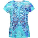 Halloween Octopus Kraken Skeleton Ribs Costume All Over Womens T Shirt
