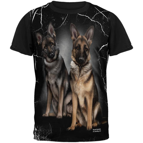 German Shepherds Live Forever All Over Mens Black Back T Shirt