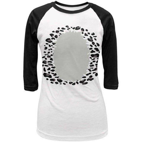 Halloween Snow Leopard Costume Juniors 3/4 Sleeve Raglan T Shirt