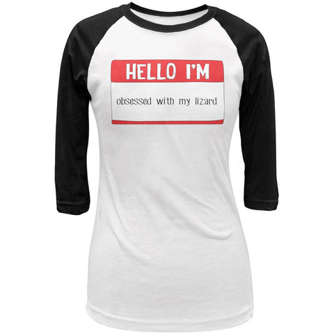 Halloween Hello I'm Obsessed With My Lizard Juniors 3/4 Sleeve Raglan T Shirt