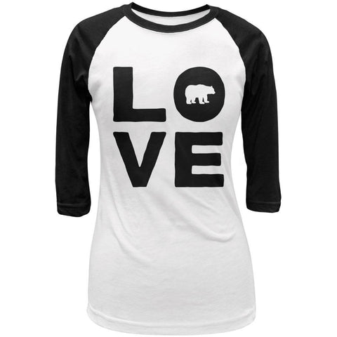 Autumn Bear Love Juniors 3/4 Sleeve Raglan T Shirt