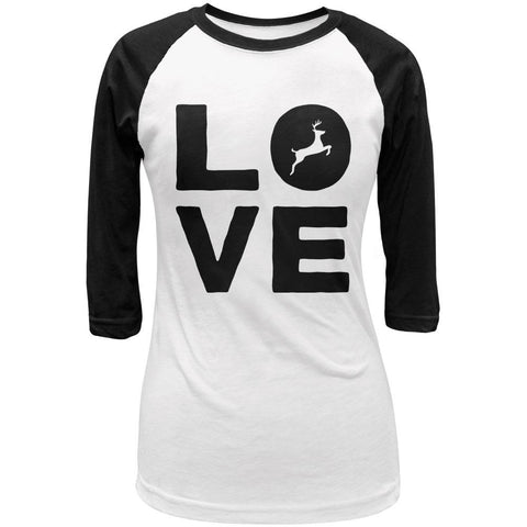 Autumn Deer Love Juniors 3/4 Sleeve Raglan T Shirt