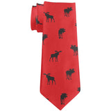 Moose Pattern Red and Black All Over Neck Tie