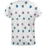 Mermaid Shells Bubbles Pattern White All Over Mens T Shirt
