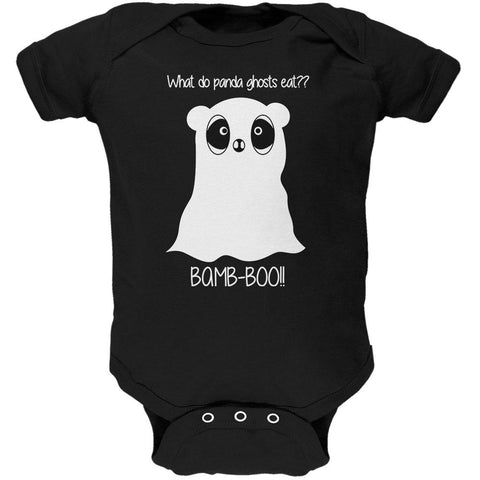 Halloween Panda Ghost Pun White Text Soft Baby One Piece