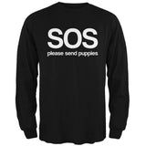 SOS Please Send Puppies Mens Long Sleeve T Shirt front view