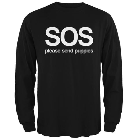 SOS Please Send Puppies Mens Long Sleeve T Shirt front view