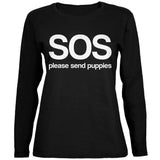 SOS Please Send Puppies Ladies' Relaxed Jersey Long-Sleeve Tee front view