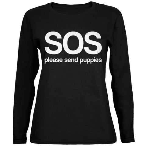 SOS Please Send Puppies Ladies' Relaxed Jersey Long-Sleeve Tee front view