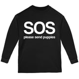 SOS Please Send Puppies Youth Long Sleeve T Shirt front view