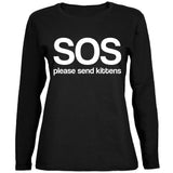 SOS Please Send Kittens Ladies' Relaxed Jersey Long-Sleeve Tee front view
