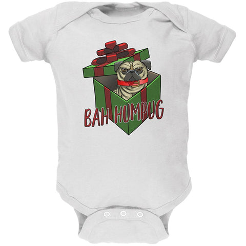 Christmas Bah Humpug Grumpy Scrooge Pug Gift Soft Baby One Piece