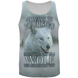 Always Be Yourself Unless White Wolf All Over Mens Tank Top