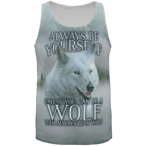 Always Be Yourself Unless White Wolf All Over Mens Tank Top