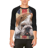 English Bulldog Union Jack Flag Live Forever Mens Raglan T Shirt