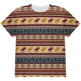 Autumn Moose Adirondack Pattern All Over Youth T Shirt