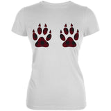 Plaid Bear Paw Boobs Juniors Soft T Shirt