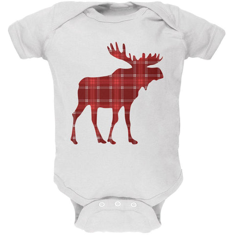 Autumn Plaid Moose Soft Baby One Piece