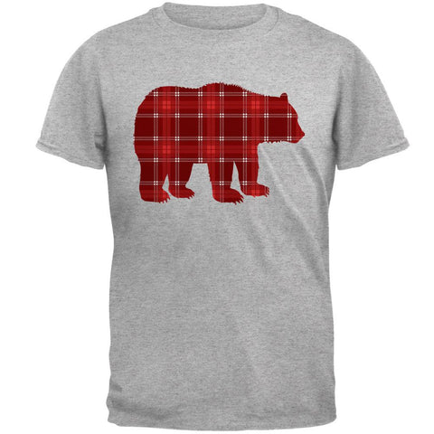 Autumn Plaid Bear Mens T Shirt