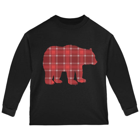 Autumn Plaid Bear Toddler Long Sleeve T Shirt