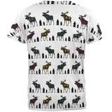 Autumn Plaid Moose on the Loose Pattern All Over Mens T Shirt