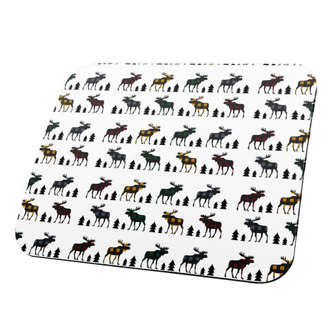 Autumn Plaid Moose on the Loose Pattern All Over Mouse Pad