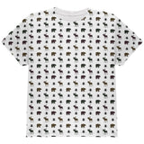 Autumn Plaid Bear and Moose Pattern All Over Youth T Shirt