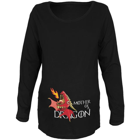Mother of a Dragon Cute Red Fire Maternity Soft Long Sleeve T Shirt front view