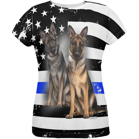 Thin Blue Line K9 Unit German Shepherd Live Forever All Over Womens T Shirt