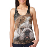 English Bulldog Live Forever Juniors Burnout Racerback Tank Top