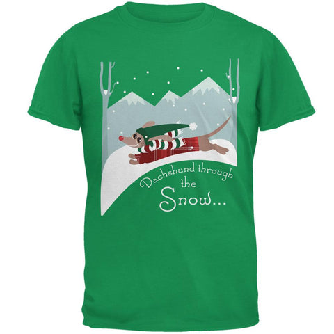Christmas Dachshund Dashing Through the Snow Mens T Shirt