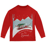 Christmas Dachshund Dashing Through the Snow Toddler Long Sleeve T Shirt