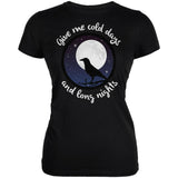 Cold Days Long Nights Fall Moon Raven Juniors Soft T Shirt
