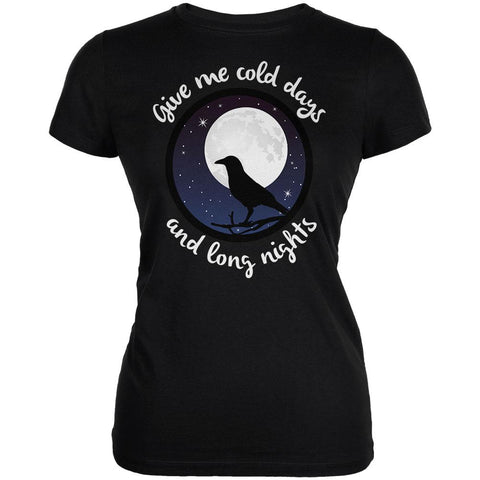 Cold Days Long Nights Fall Moon Raven Juniors Soft T Shirt
