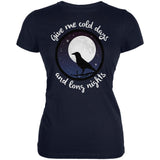 Cold Days Long Nights Fall Moon Raven Juniors Soft T Shirt
