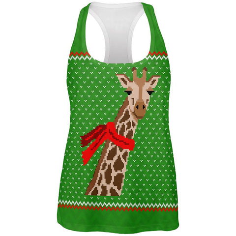 Ugly Christmas Sweater Big Giraffe Scarf All Over Womens Work Out Tank Top