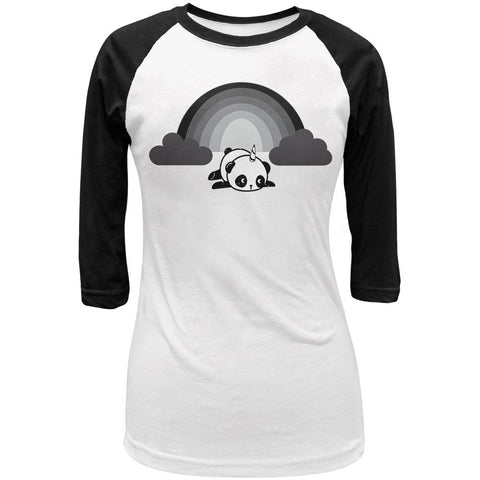 Panda Pandicorn Emo Sad Rainbow Juniors 3/4 Sleeve Raglan T Shirt