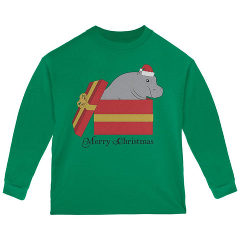 Merry Christmas Hippo Hippopotamus Cute Toddler Long Sleeve T Shirt