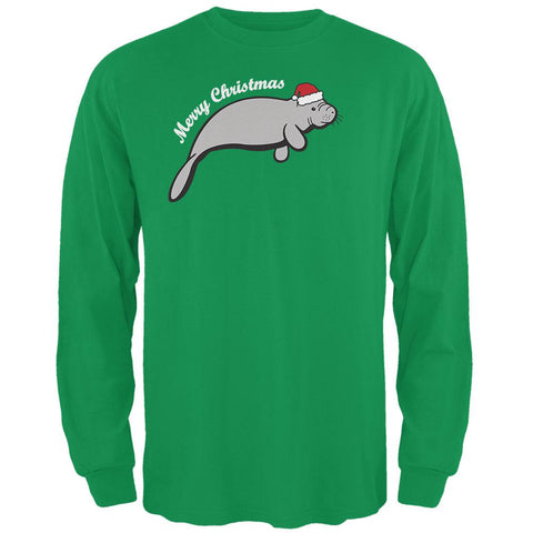 Merry Christmas Manatee Floaty Potato Mens Long Sleeve T Shirt