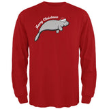 Merry Christmas Manatee Floaty Potato Mens Long Sleeve T Shirt